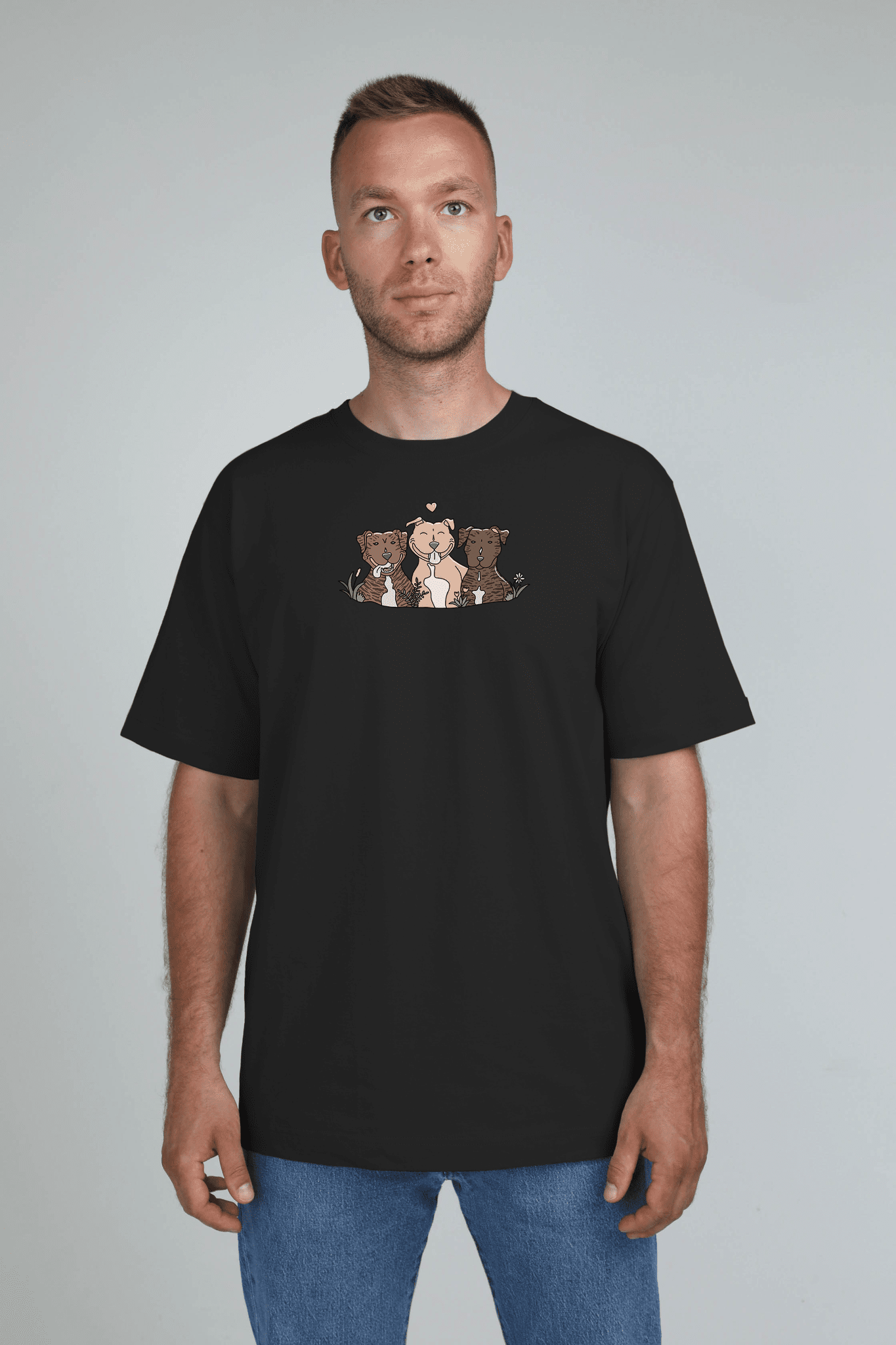 Šuniukų fėja x animalistus | Heavyweight T-Shirt with dogs. Oversized | Unisex | animalistus