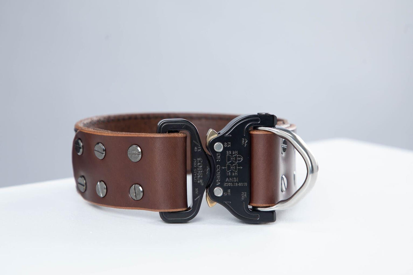 Brown leather dog collar with COBRA® buckle | animalistus