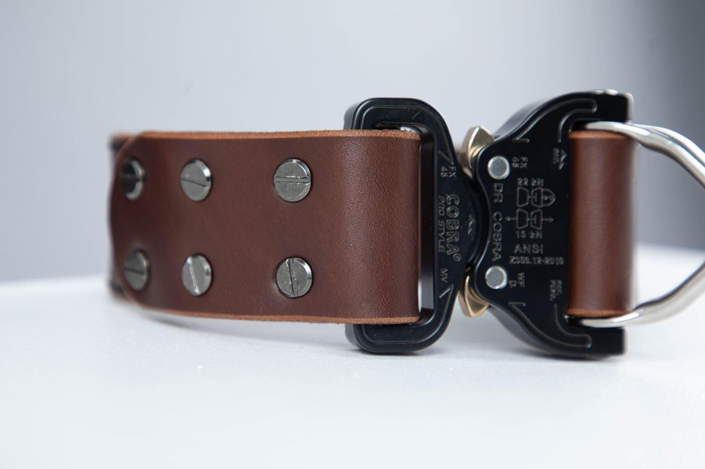 Brown leather dog collar with COBRA® buckle | animalistus