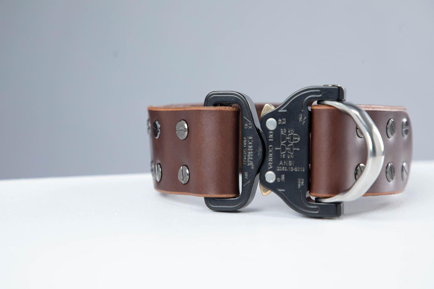 Brown leather dog collar with COBRA® buckle | animalistus