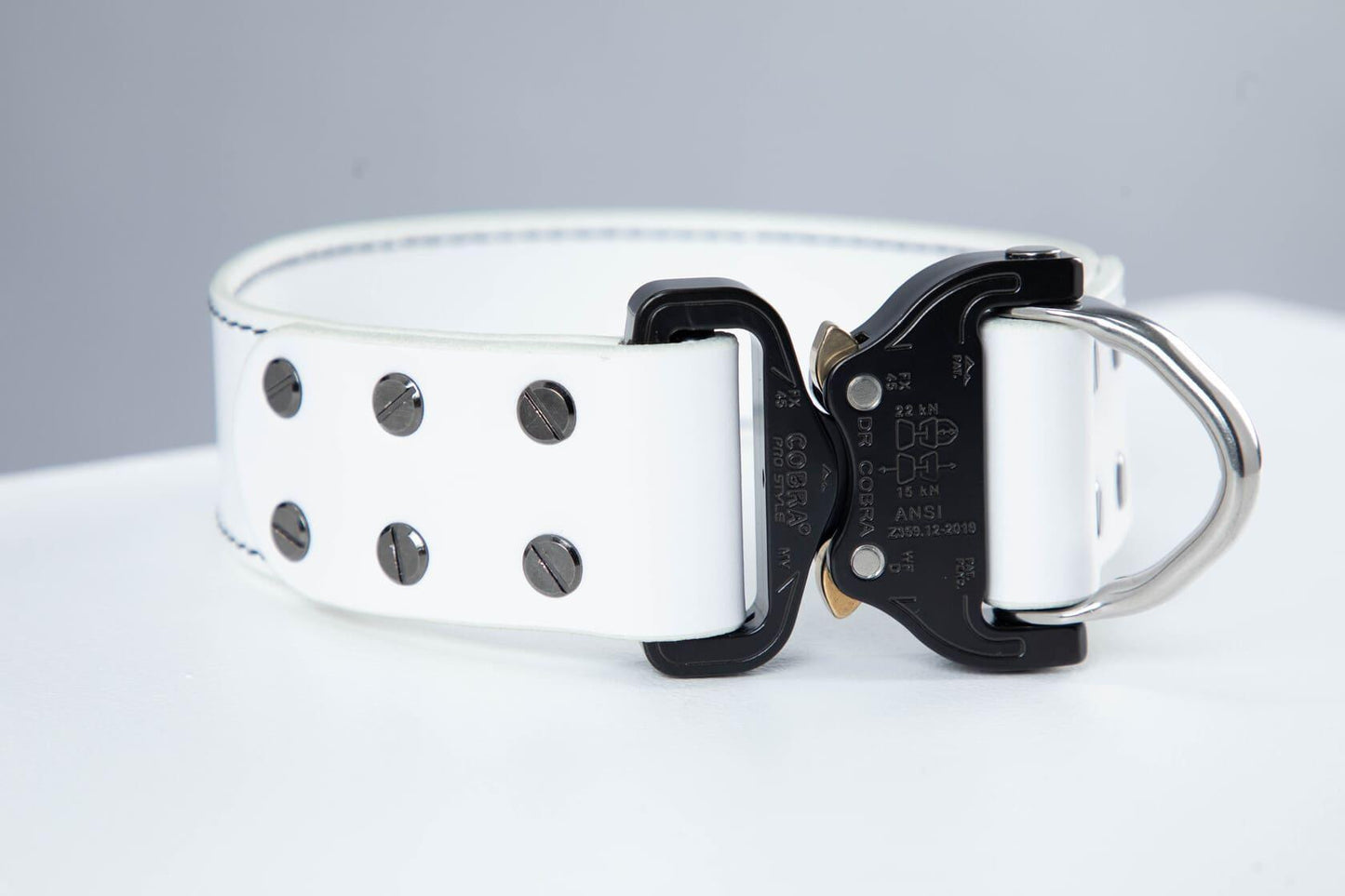 White leather dog collar with COBRA® buckle | animalistus