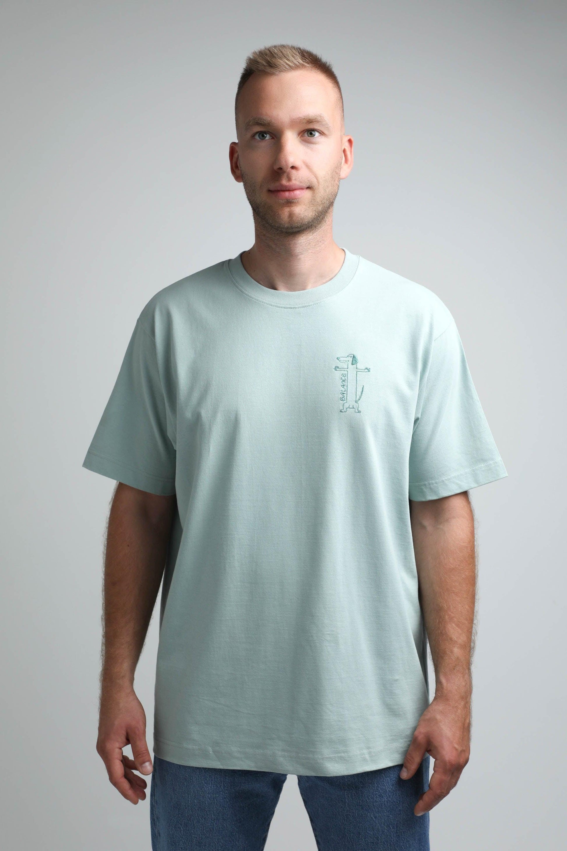 XL available only | Balance | Heavyweight T-Shirt with embroidered dog. Oversized | Unisex | animalistus
