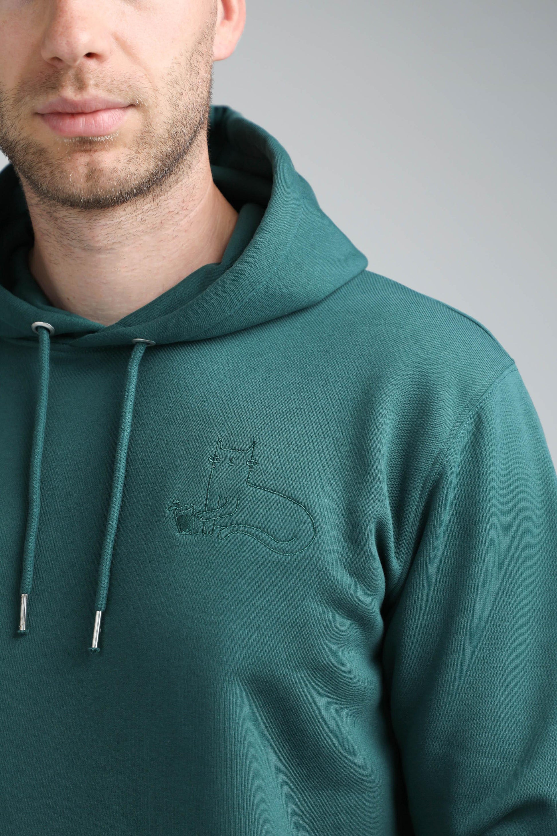 XL available only | Cat | Hoodie with embroidered cat. Regular fit | Unisex | animalistus