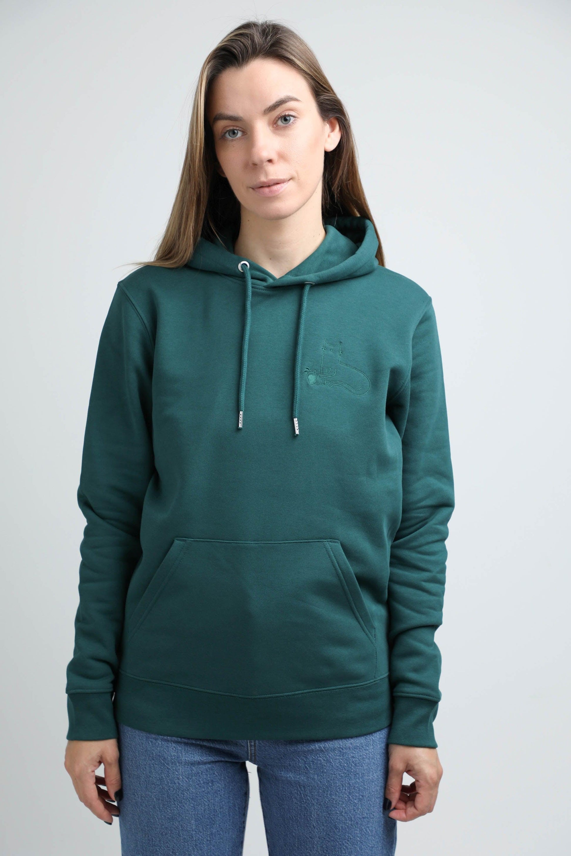 XL available only | Cat | Hoodie with embroidered cat. Regular fit | Unisex | animalistus