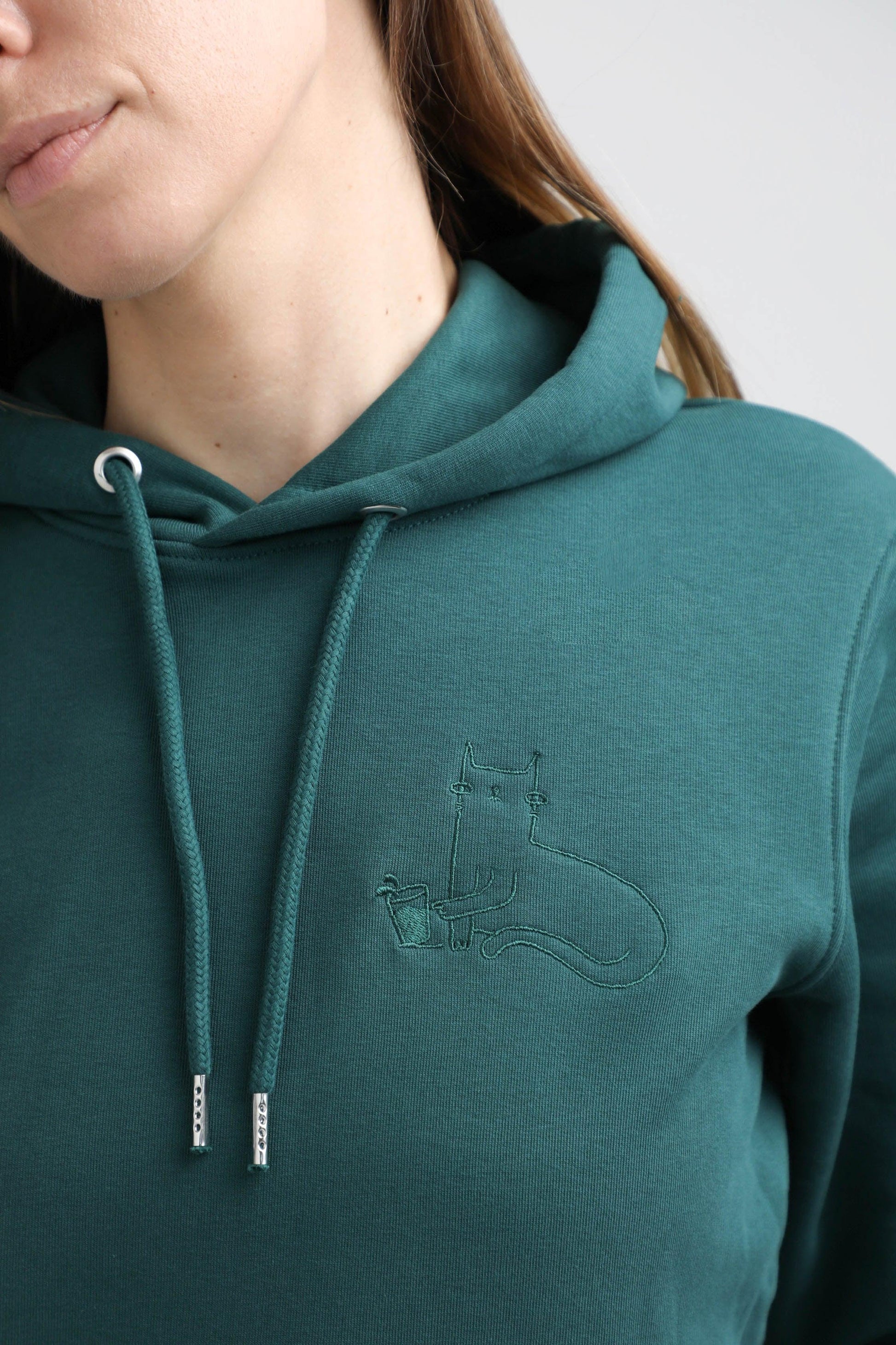 XL available only | Cat | Hoodie with embroidered cat. Regular fit | Unisex | animalistus