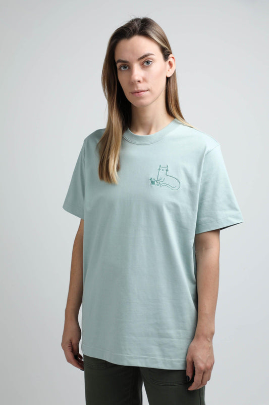 XL available only | Cat | Heavyweight T-Shirt with embroidered cat. Oversized | Unisex | animalistus