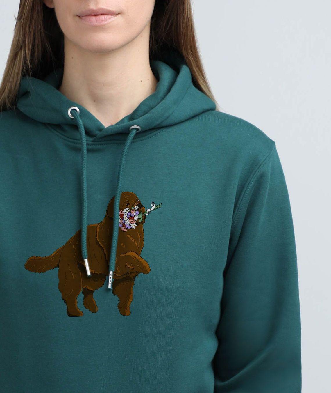 Giant dog with flowers | Hoodie with dog. Regular fit | Unisex | animalistus