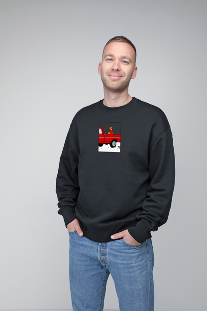 Pickup truck dog | Crew neck sweatshirt with dog. Oversize fit | Unisex | animalistus