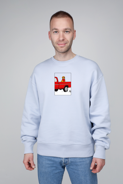 Pickup truck dog | Crew neck sweatshirt with dog. Oversize fit | Unisex | animalistus