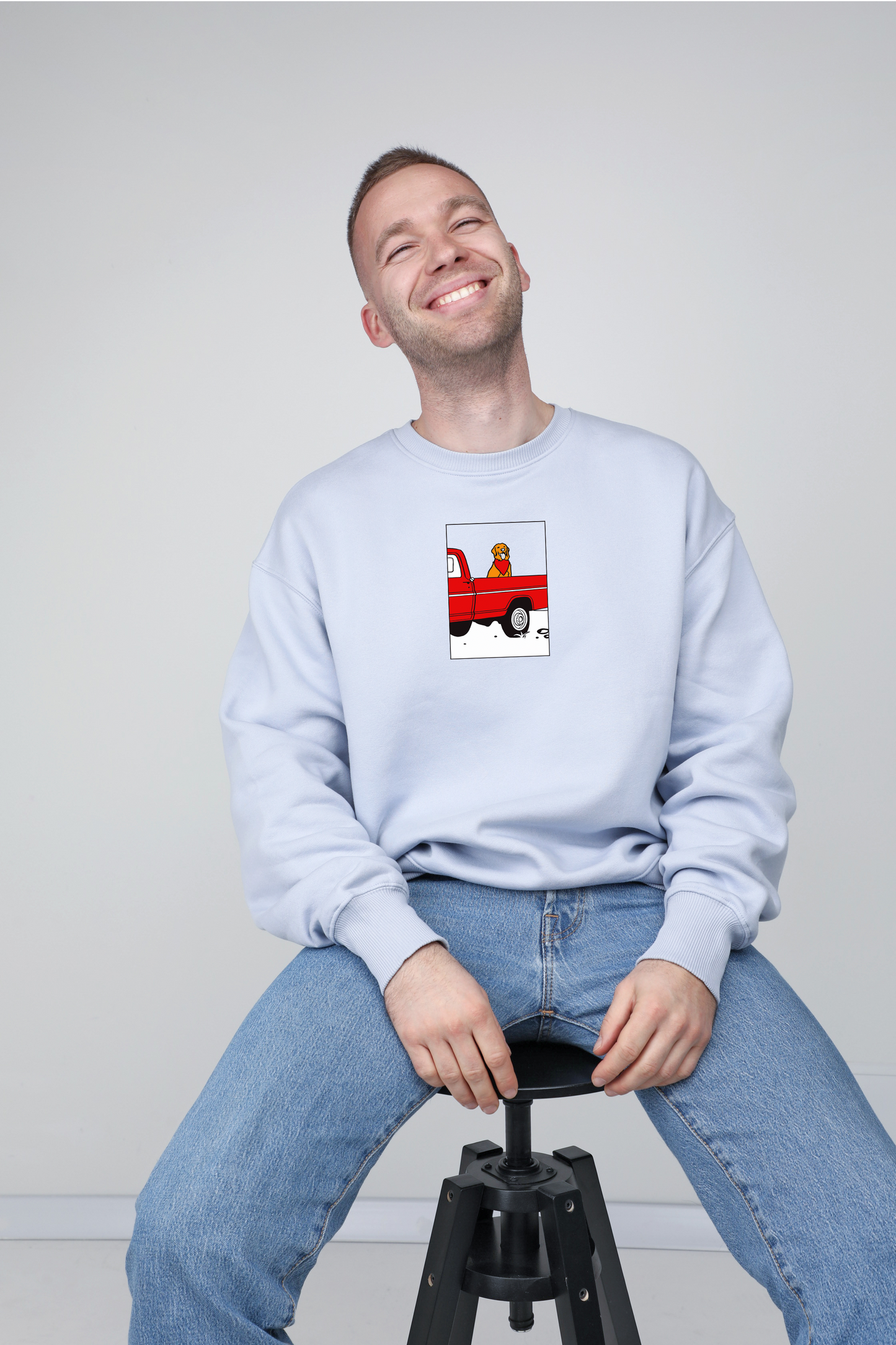 Pickup truck dog | Crew neck sweatshirt with dog. Oversize fit | Unisex | animalistus
