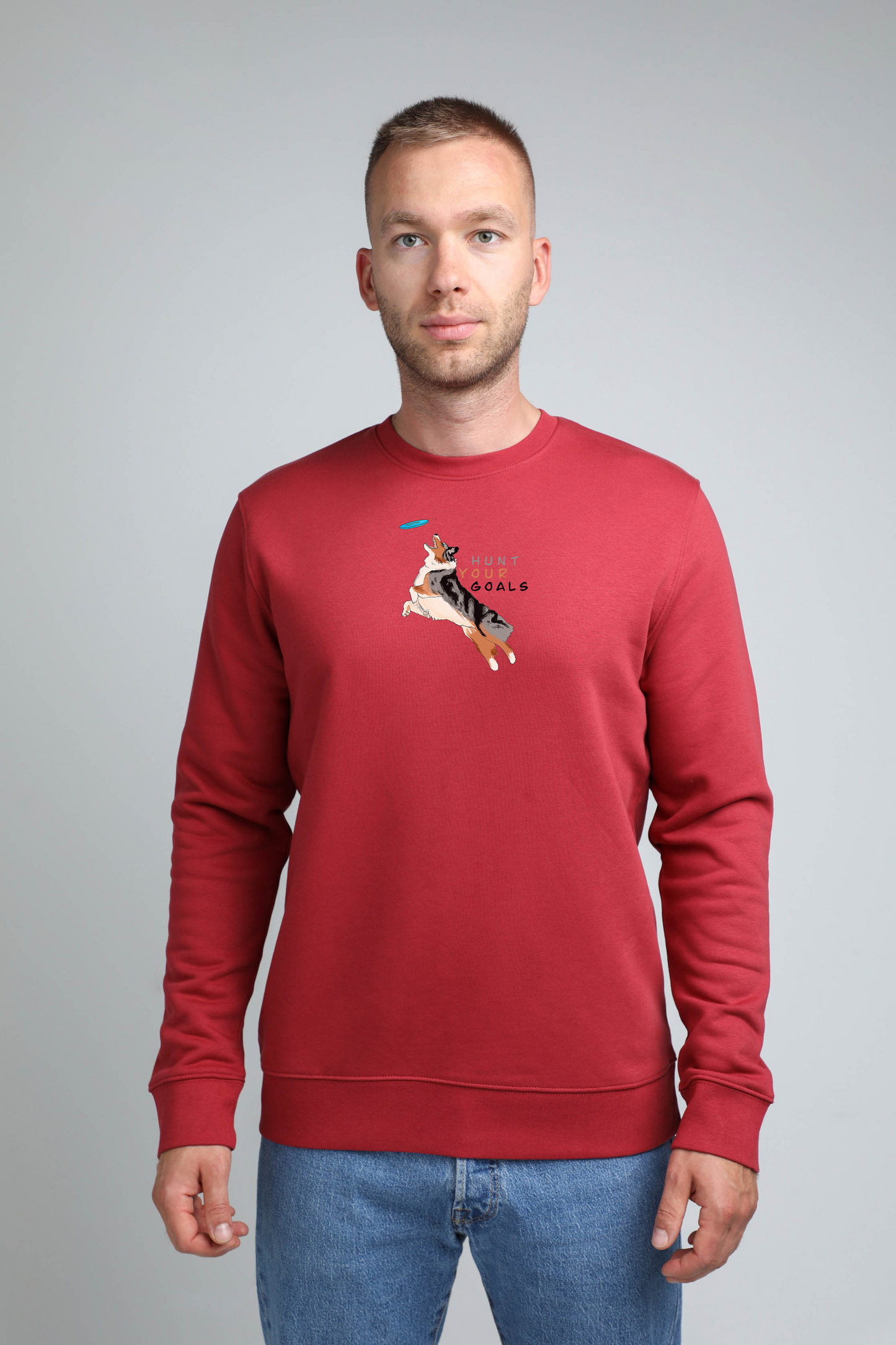 Hunt your goals | Crew neck sweatshirt with dog. Regular fit | Unisex | animalistus