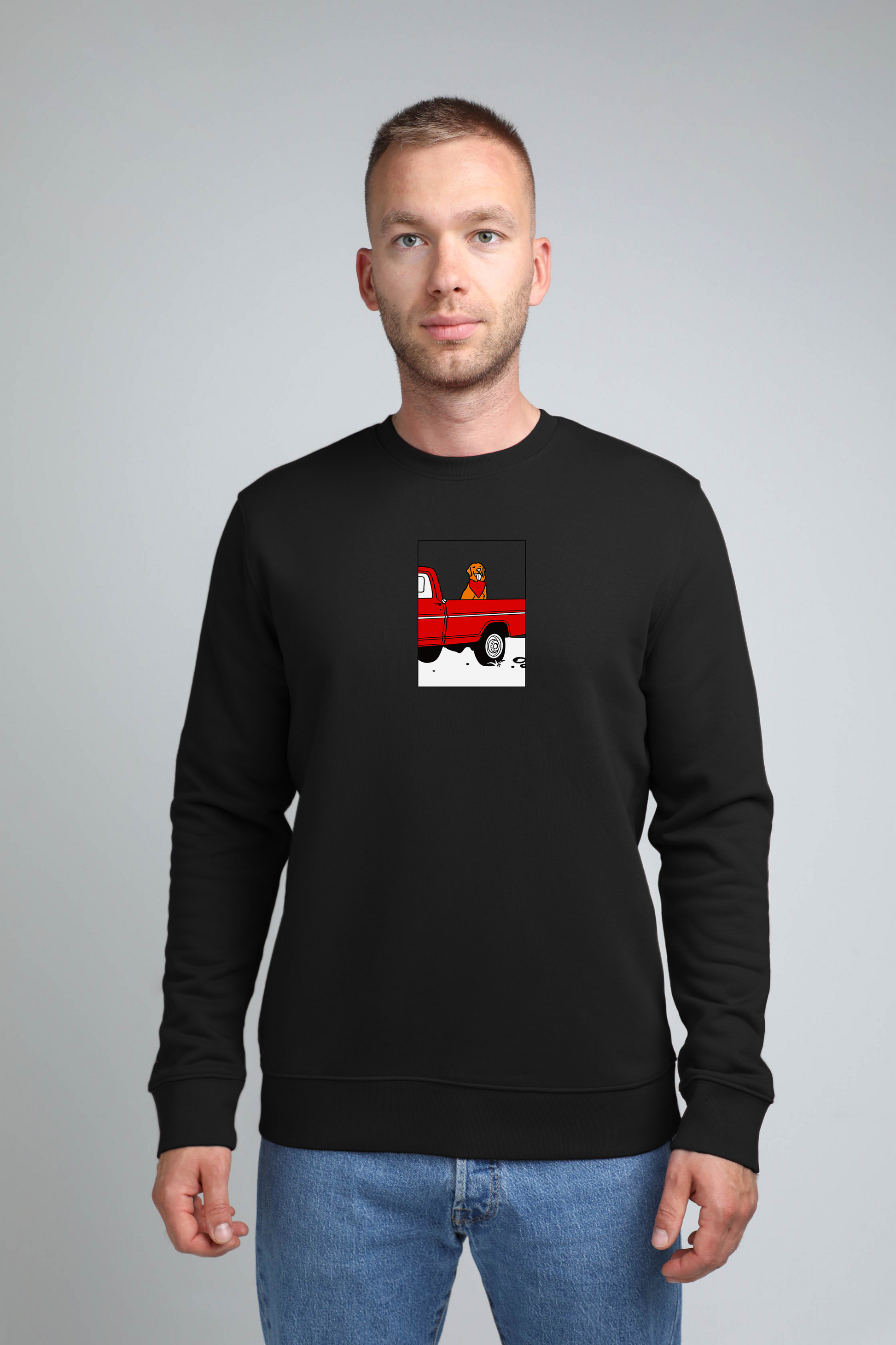 Pickup truck dog | Crew neck sweatshirt with dog. Regular fit | Unisex | animalistus
