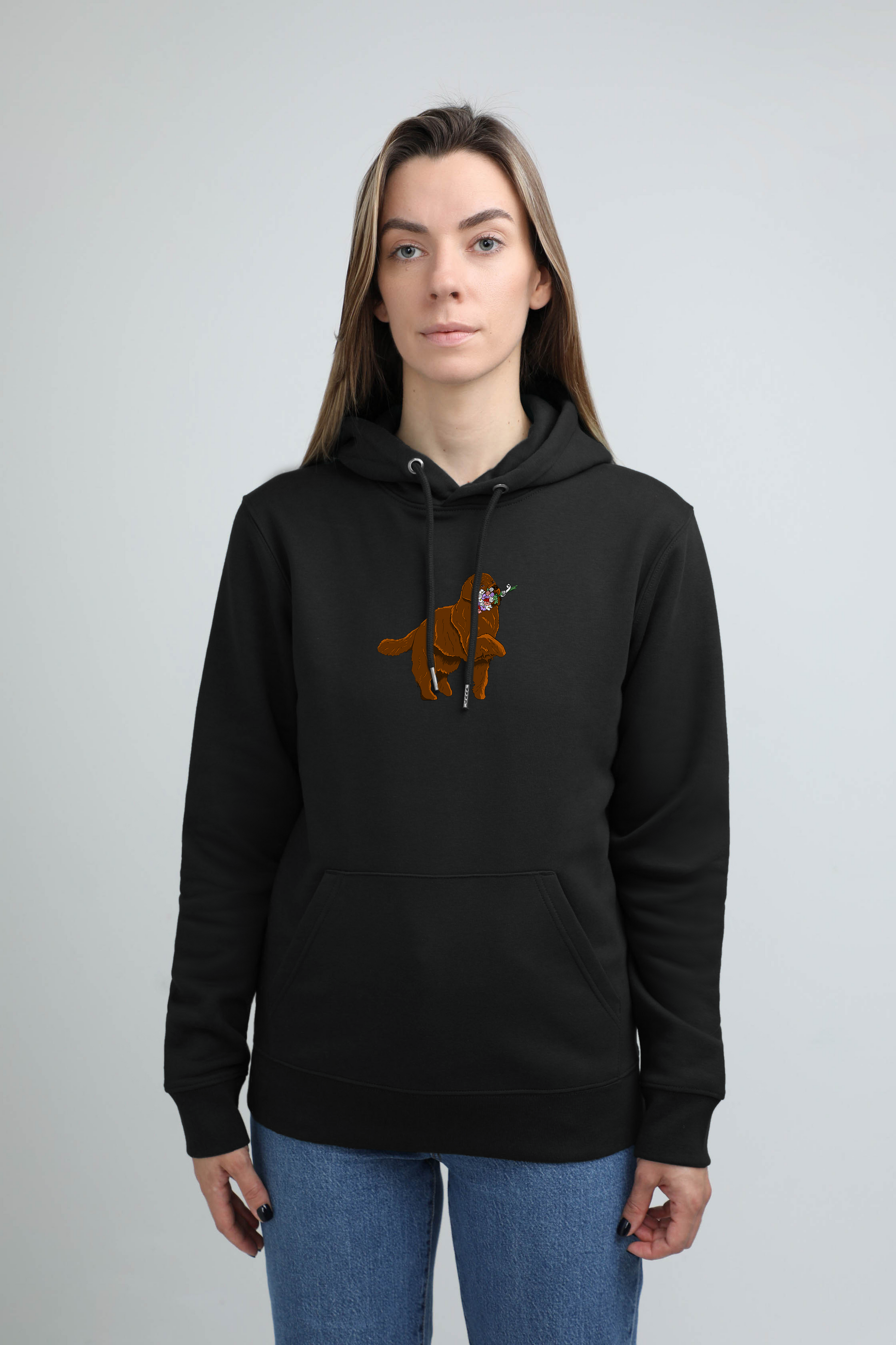 Giant dog with flowers | Hoodie with dog. Regular fit | Unisex | animalistus