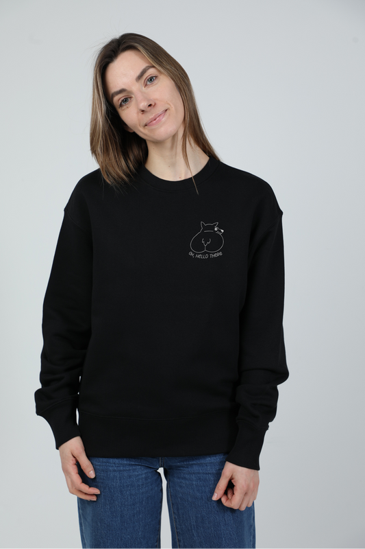 Oh, hello there! | Crew neck sweatshirt with embroidered dog. Oversize fit | Unisex | animalistus