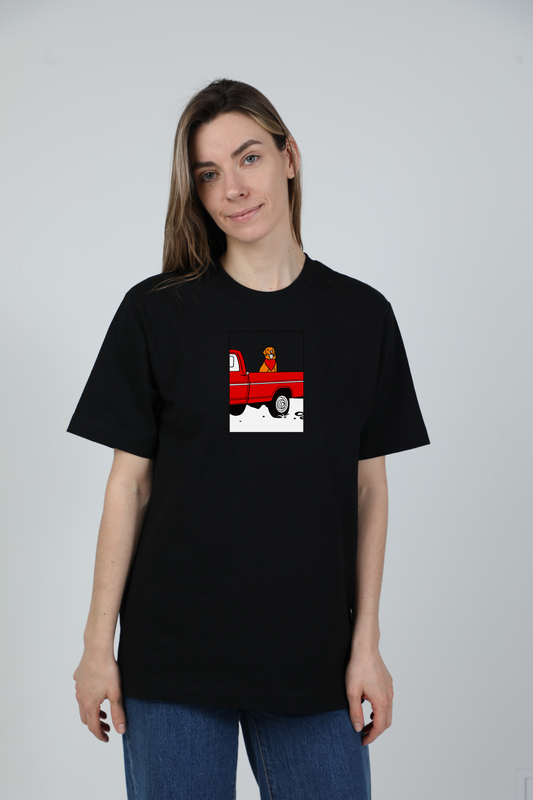 Pickup truck dog | Heavyweight T-Shirt with dog. Oversized | Unisex | animalistus