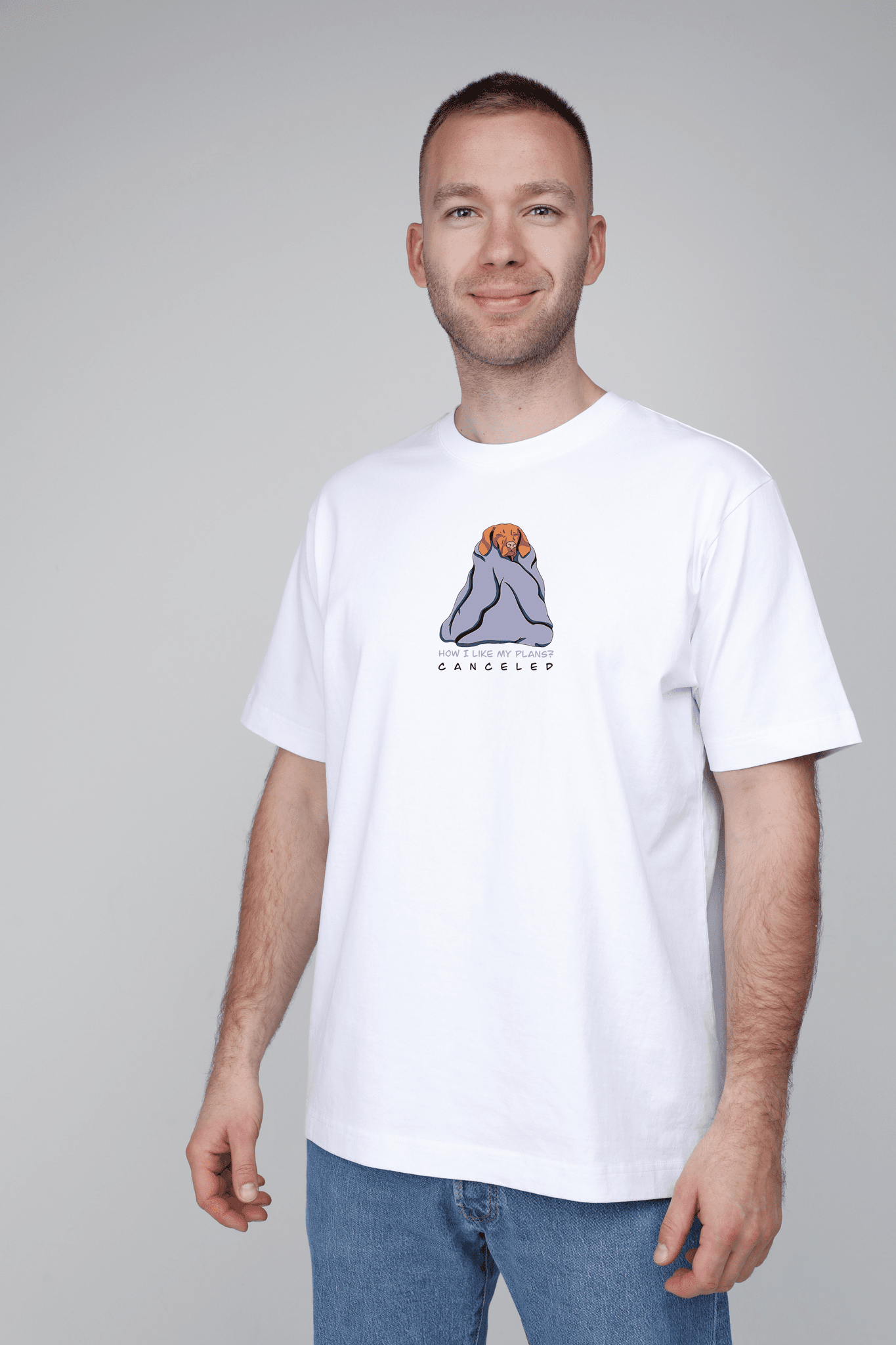 Cosy dog | Heavyweight T-Shirt with dog. Oversized | Unisex | animalistus