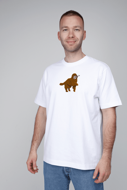 Giant dog with flowers | Heavyweight T-Shirt with dog. Oversized | Unisex | animalistus