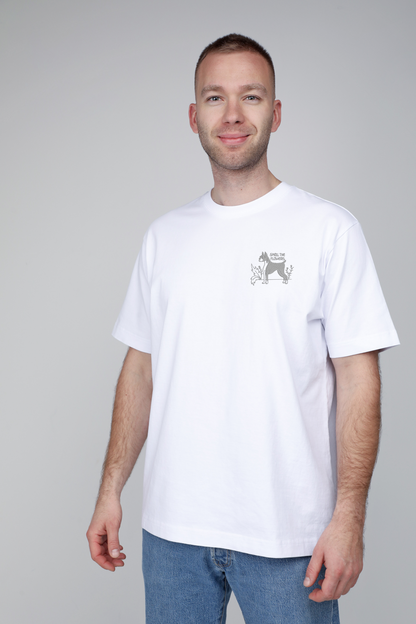 Smell the flowers | Heavyweight T-Shirt with embroidered dog. Oversized | Unisex | animalistus
