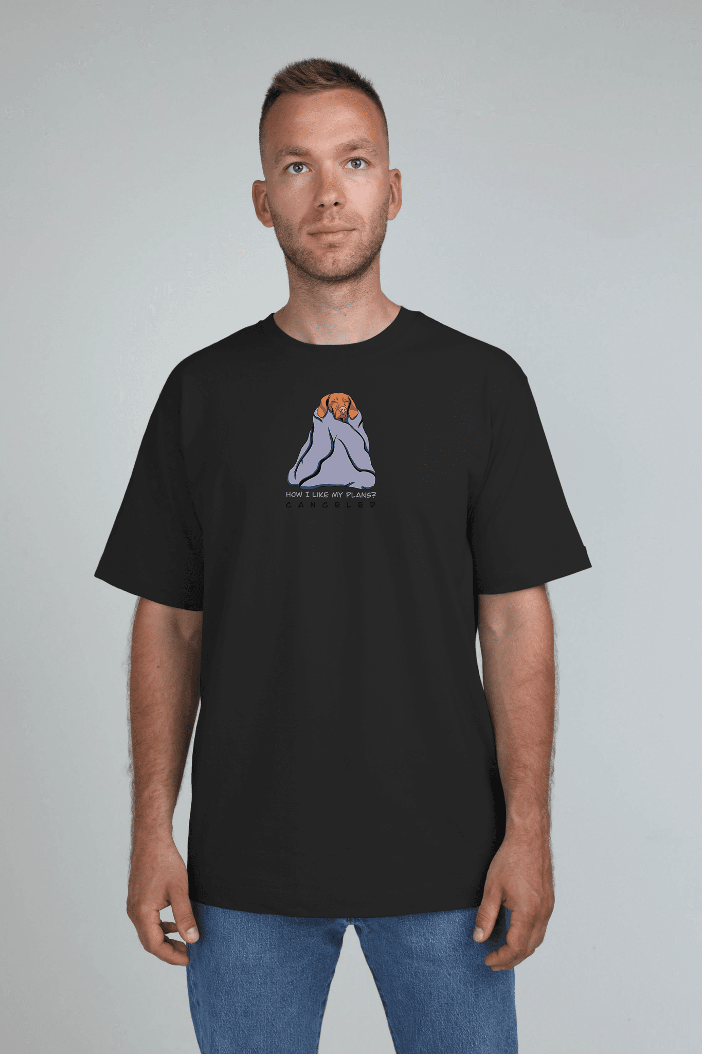 Cosy dog | Heavyweight T-Shirt with dog. Oversized | Unisex | animalistus