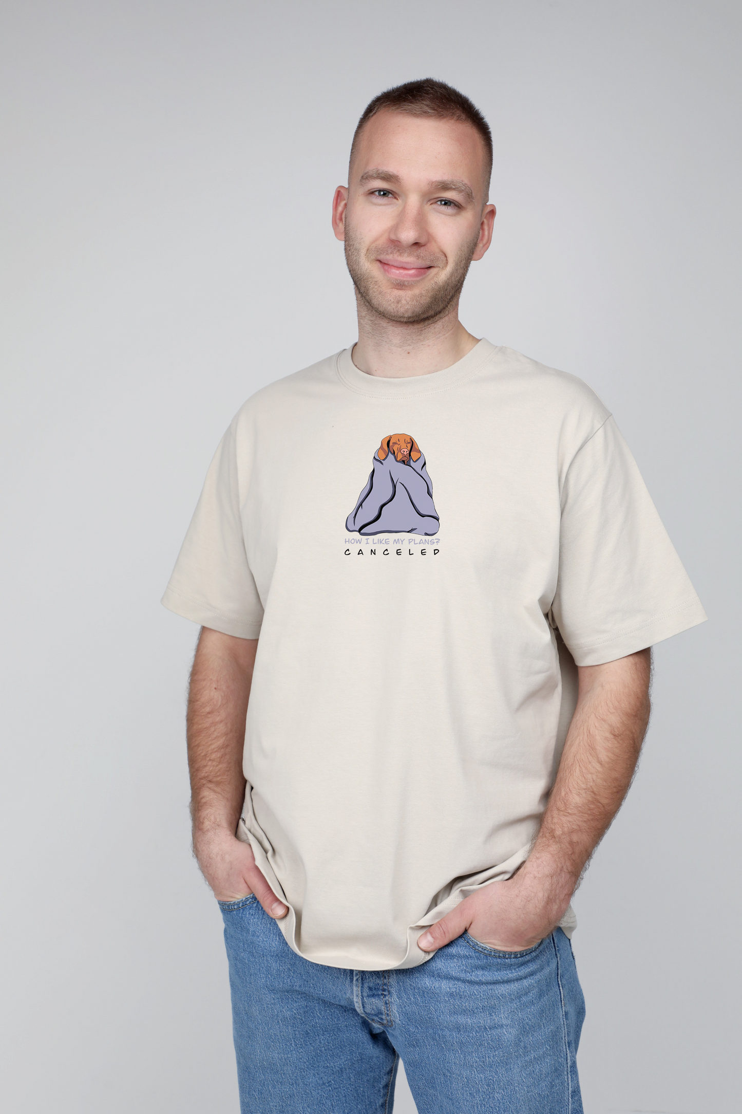 Cosy dog | Heavyweight T-Shirt with dog. Oversized | Unisex | animalistus