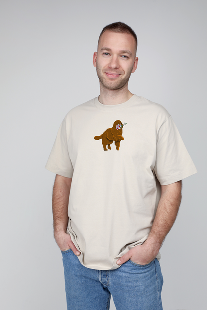 Giant dog with flowers | Heavyweight T-Shirt with dog. Oversized | Unisex | animalistus
