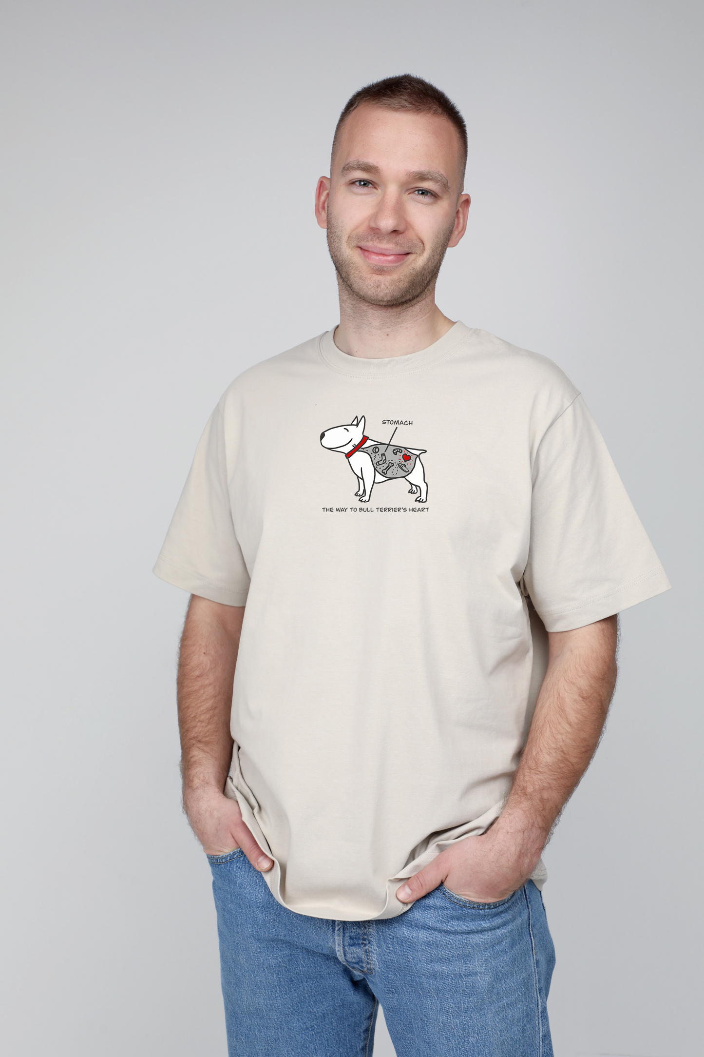 Hungry dog | Heavyweight T-Shirt with dog. Oversized | Unisex | animalistus