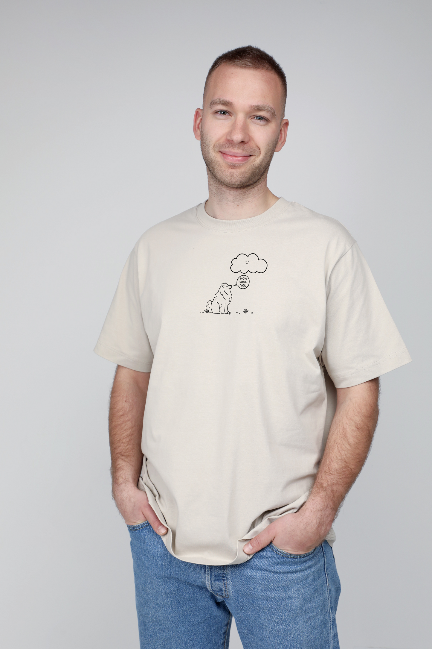 Cloud dog | Heavyweight T-Shirt with dog. Oversized | Unisex | animalistus