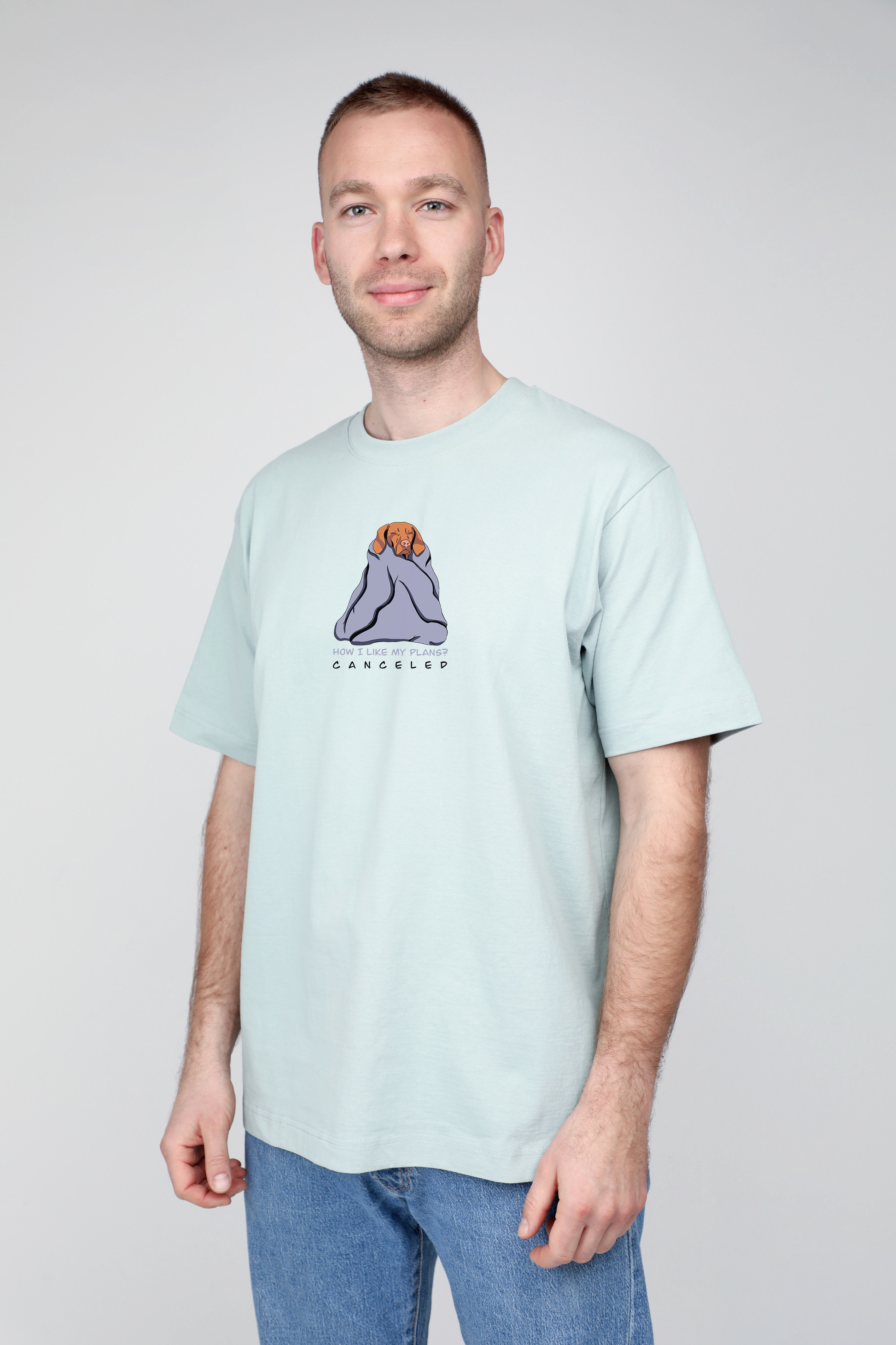 Cosy dog | Heavyweight T-Shirt with dog. Oversized | Unisex | animalistus