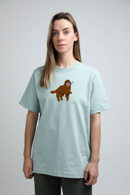 Giant dog with flowers | Heavyweight T-Shirt with dog. Oversized | Unisex | animalistus