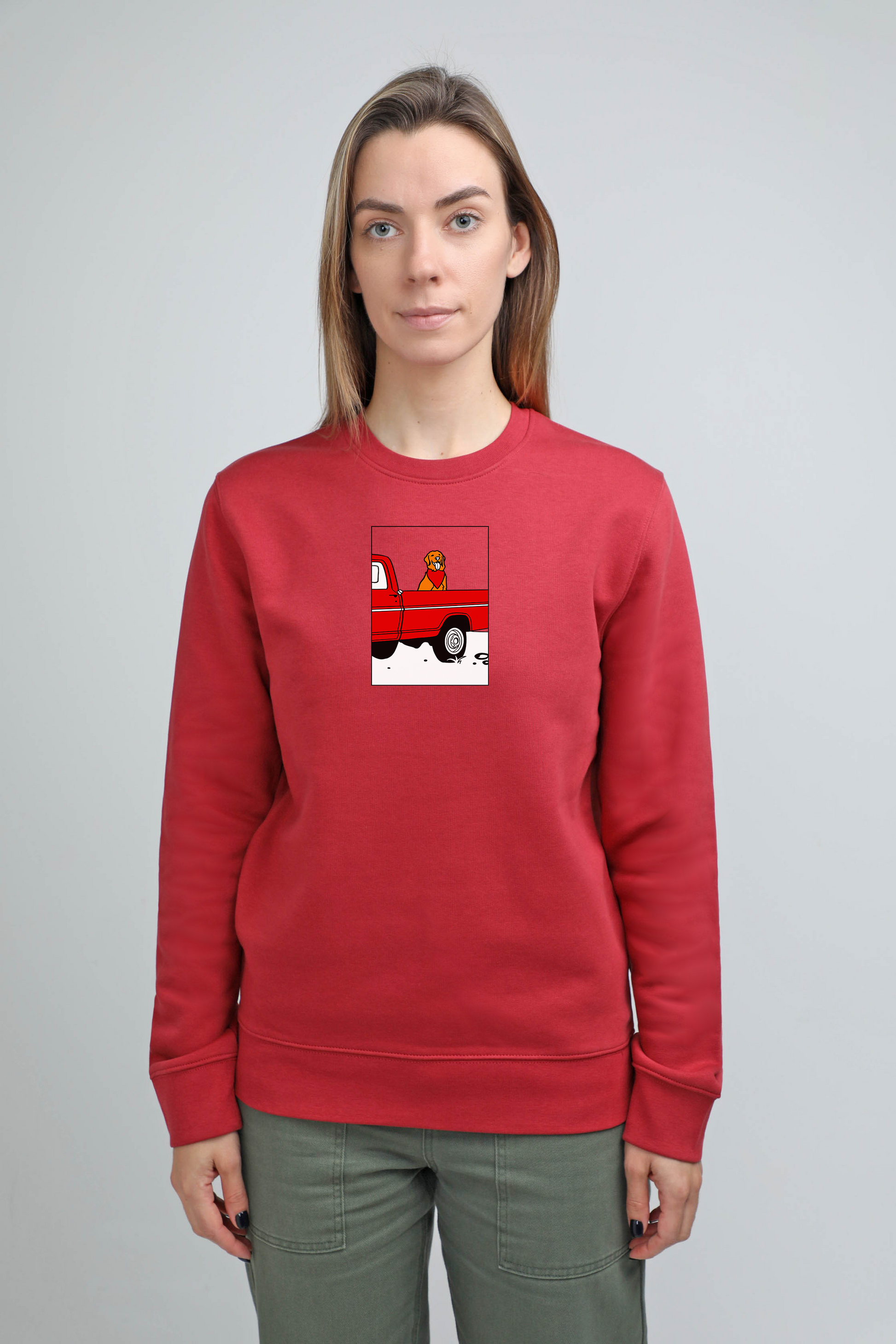 Pickup truck dog | Crew neck sweatshirt with dog. Regular fit | Unisex | animalistus