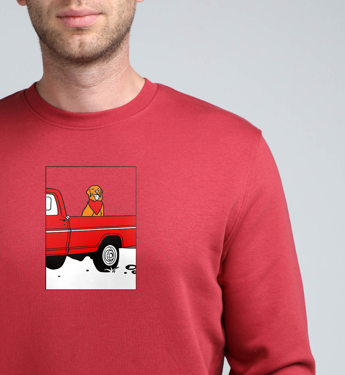 Pickup truck dog | Crew neck sweatshirt with dog. Regular fit | Unisex | animalistus