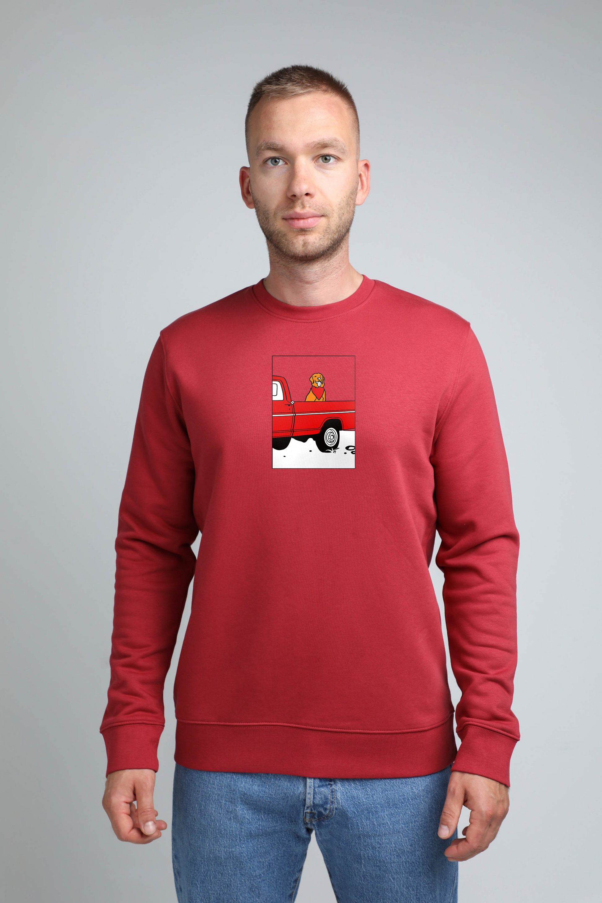 Pickup truck dog | Crew neck sweatshirt with dog. Regular fit | Unisex | animalistus