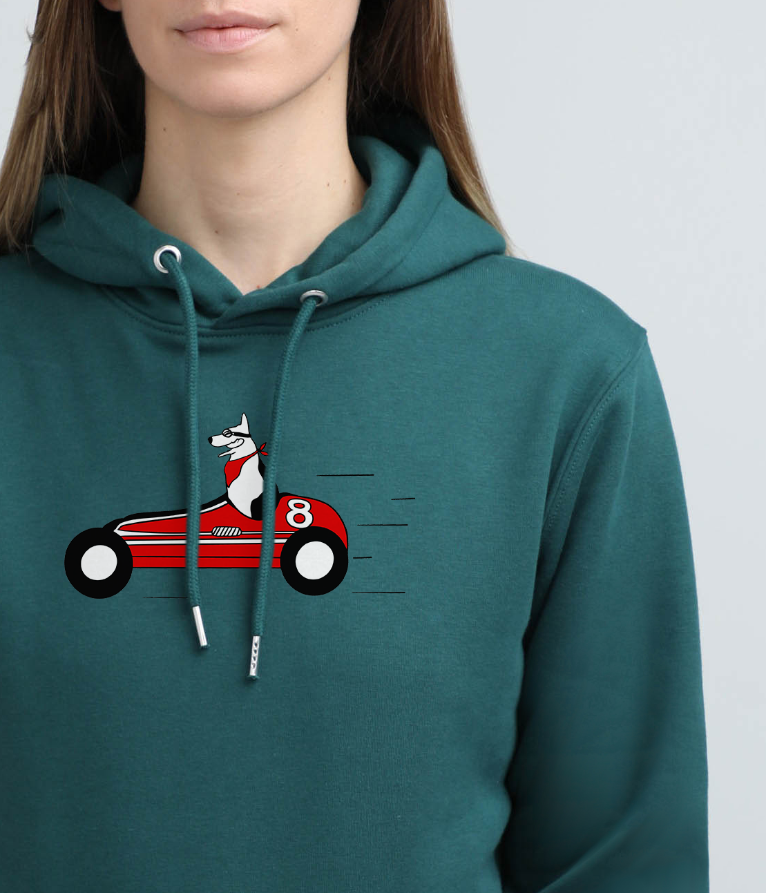 Retro racer dog | Hoodie with dog. Regular fit | Unisex | animalistus