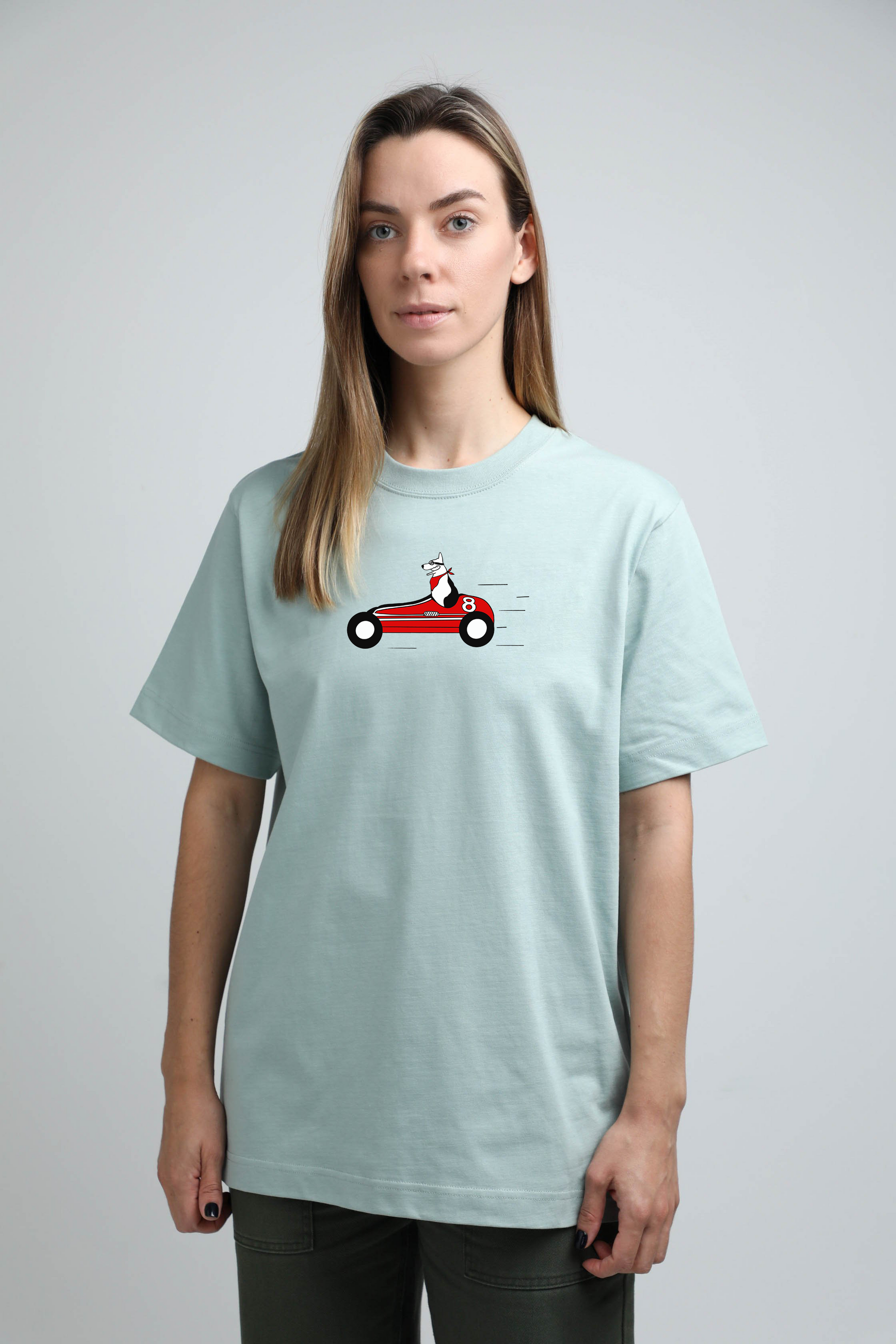 Retro racer dog | Heavyweight T-Shirt with dog. Oversized | Unisex | animalistus